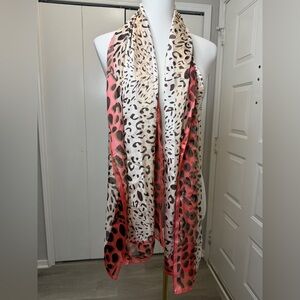 Leopard Print Pink and Black Scarf